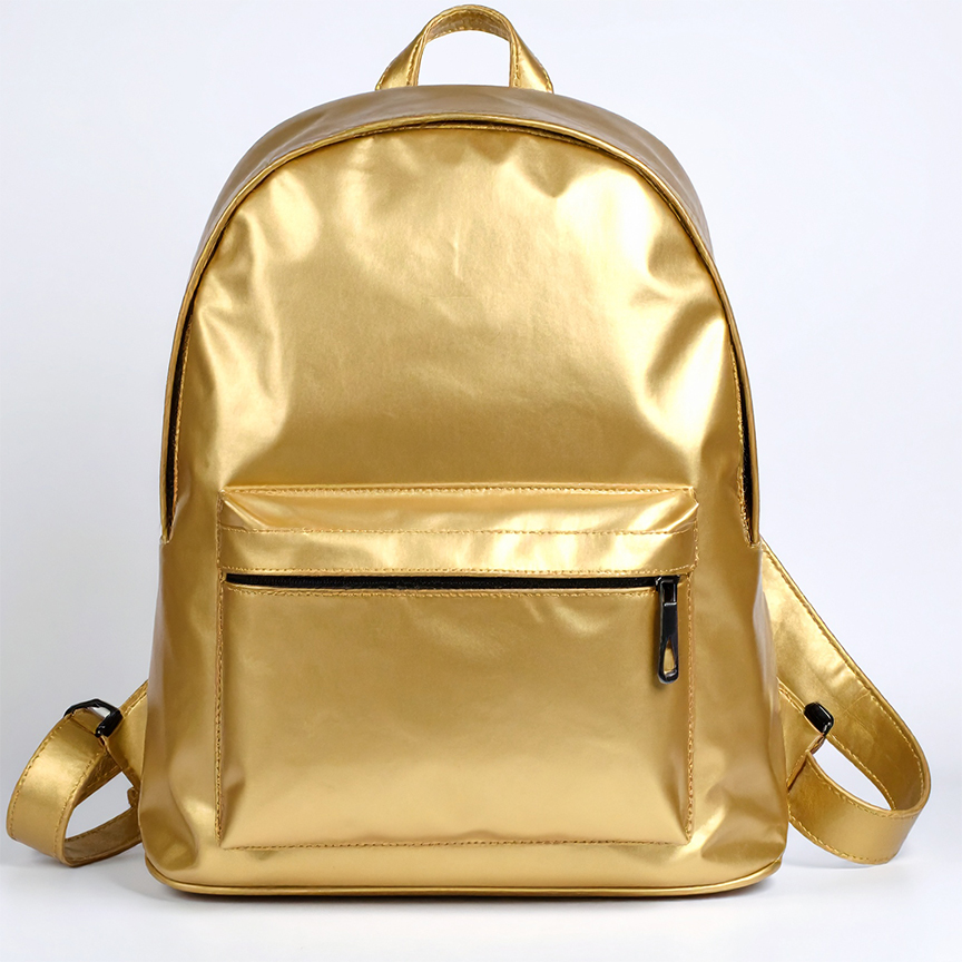 gold vinyl backpack Custom Metallic Gold Backpack