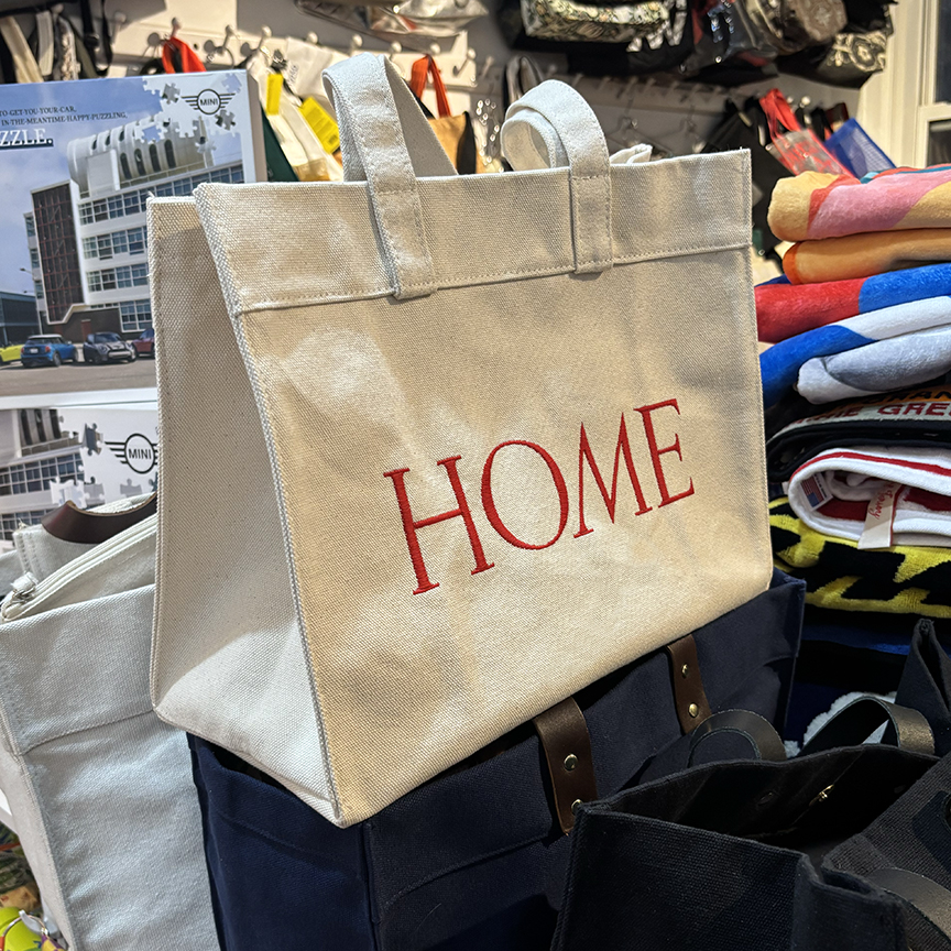Heavy Natural Canvas tote with embroidery