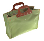 leather handle folding tote