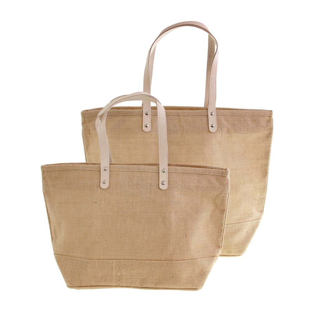 Jute Totes with Leather Handles