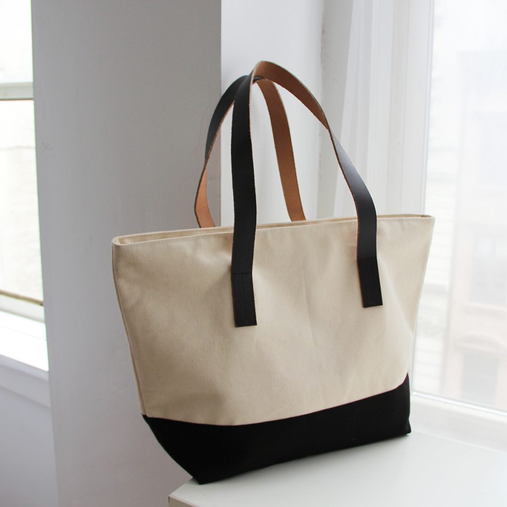 Canvas Bag With Leather Handles