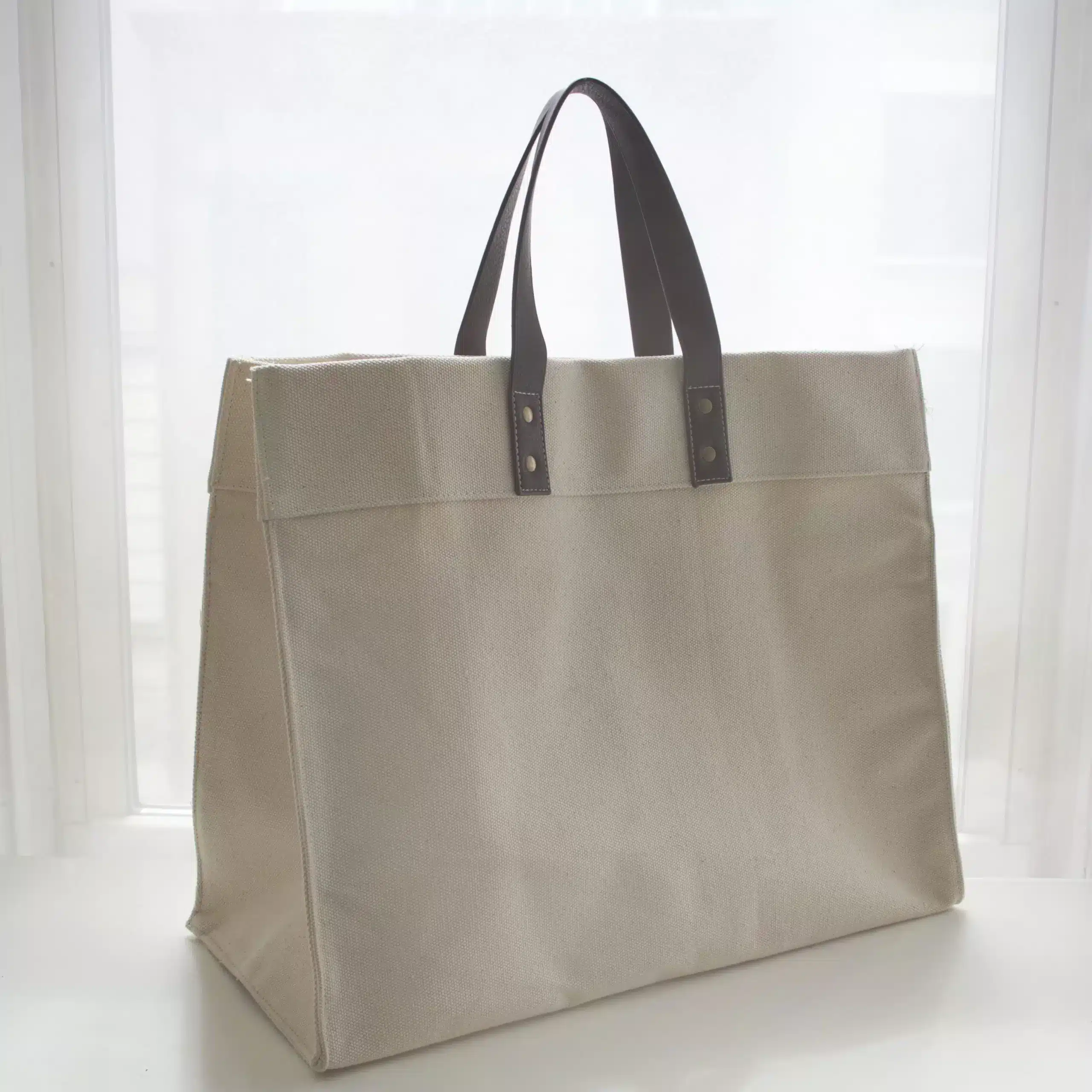Heavy Canvas Logo Tote - with Vegan Leather Handles