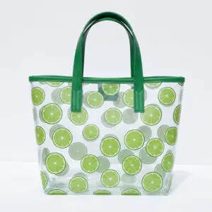 clear vinyl tote with all over print