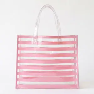 clear vinyl tote with stripes