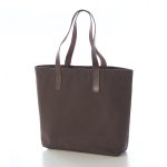 Brown canvas tote with leather handles