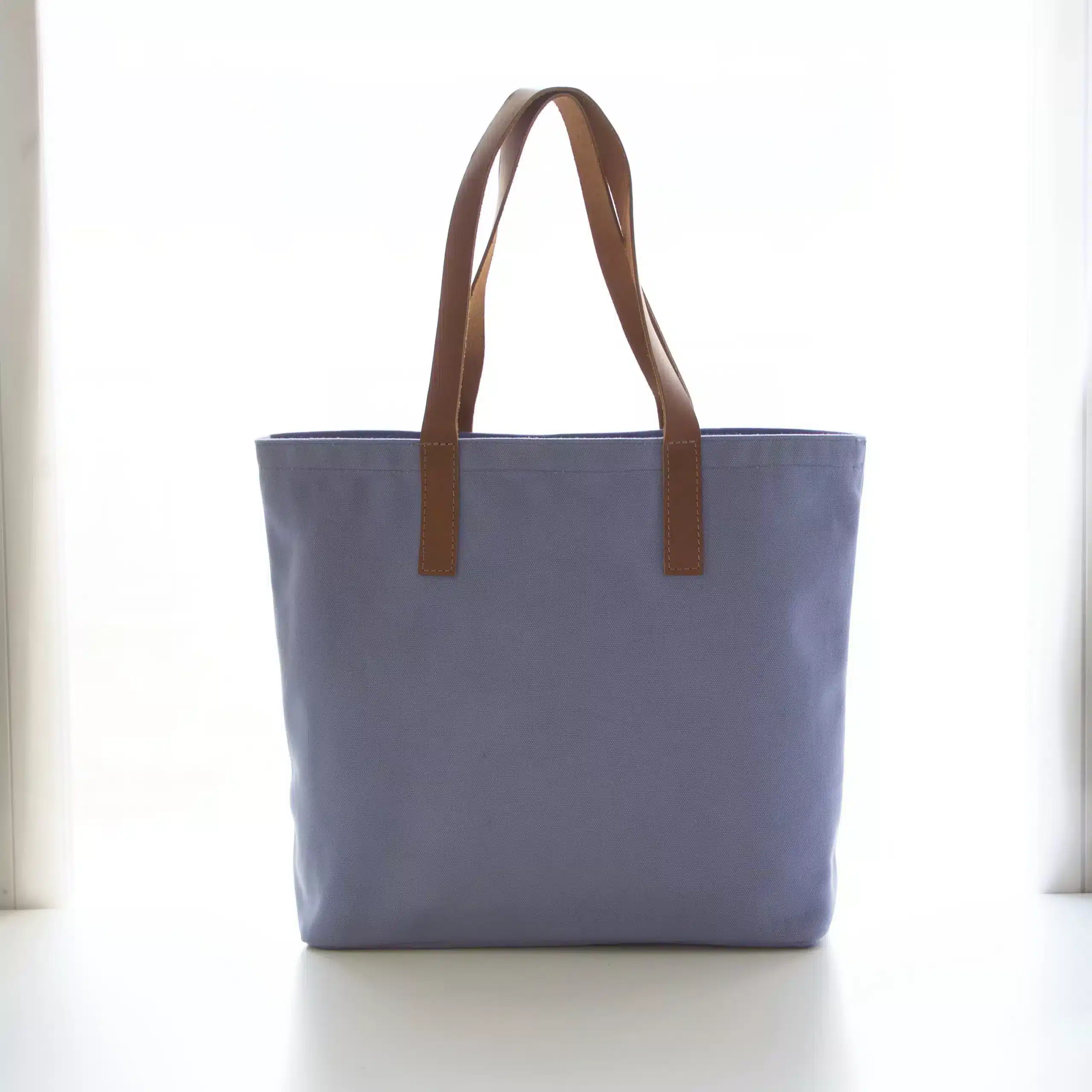 Color Canvas Tote with Leather Handles