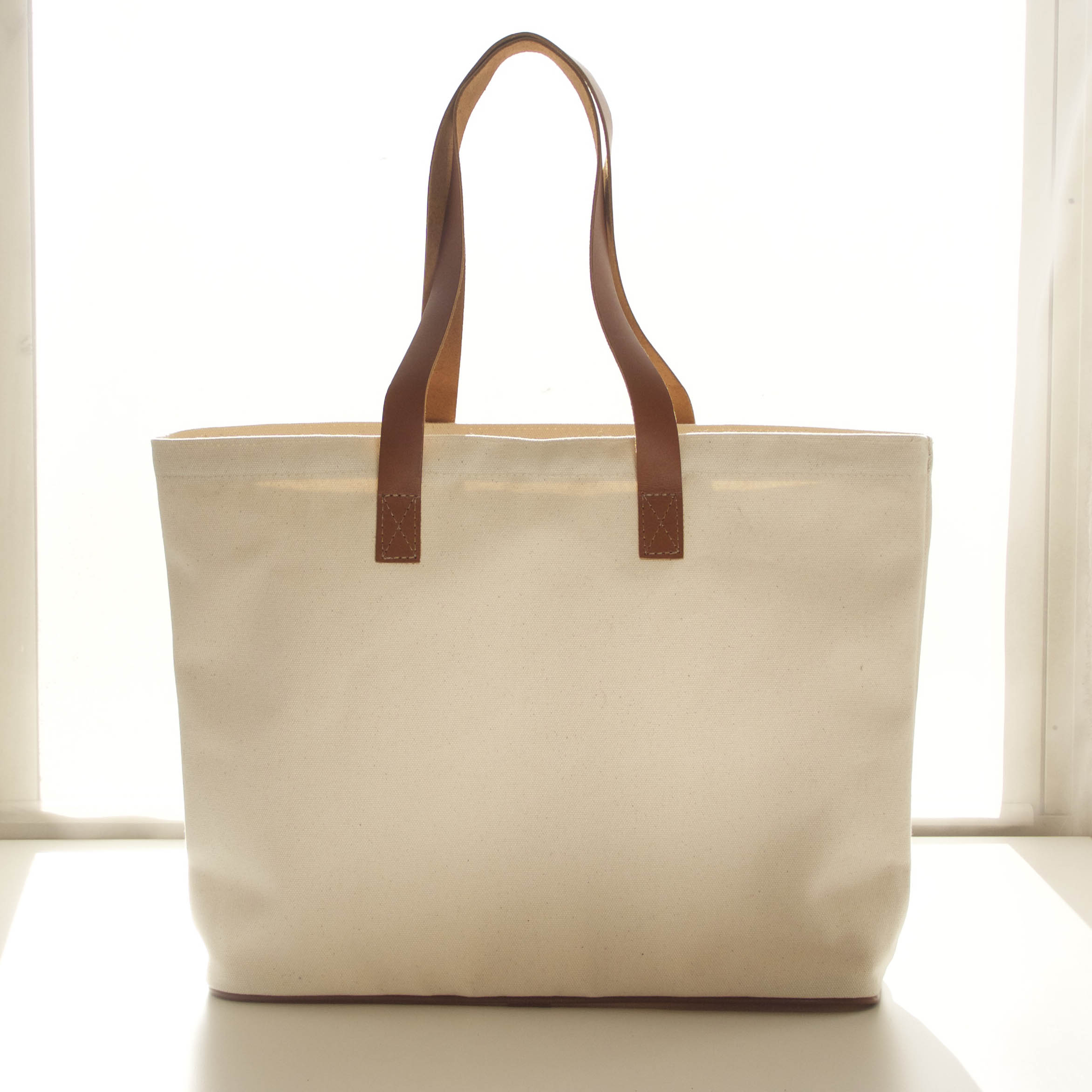 Canvas Tote with Leather Handles - made to order