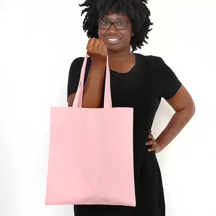 12 oz pink canvas flat tote