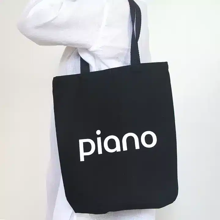Perfect Tote in Black Canvas with Logo Imprint