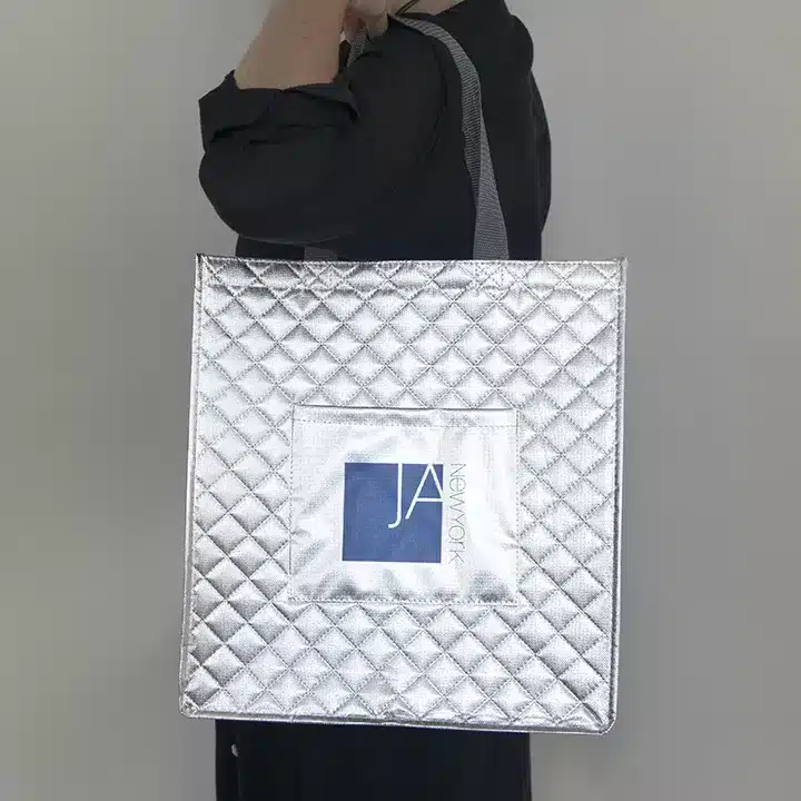 Quilted logo tote