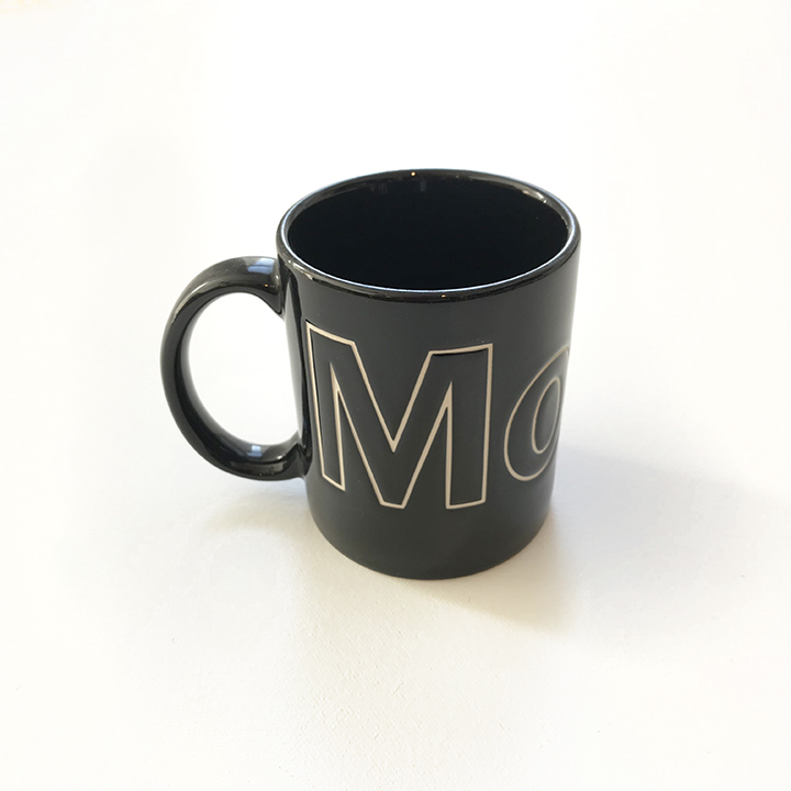 Custom molded stoneware logo mugs