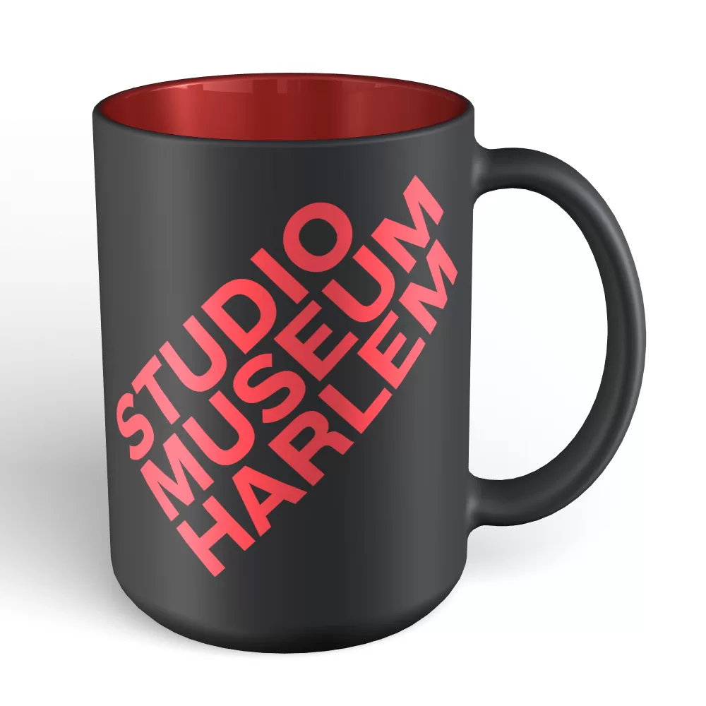 15 oz Matte Black mug with red interior and red logo