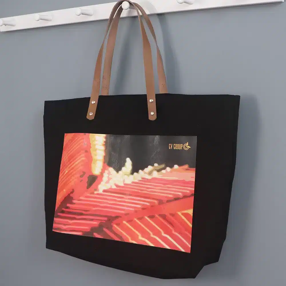 Transfer Print with Leather Handles