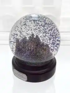 Custom 4 inch glass globe with color snow effects