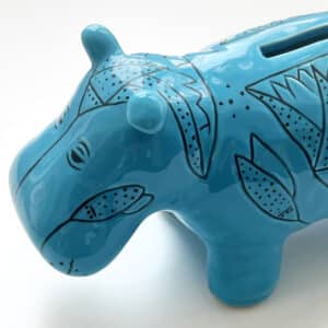 Molded Ceramic Hippo Coin Bank