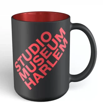 15 oz Matte Black mug with red interior and red logo