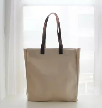 Canvas Tote with Leather Handles