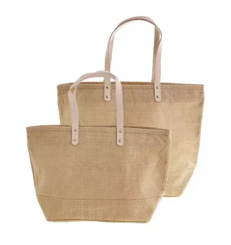 Jute Totes with Leather Handles