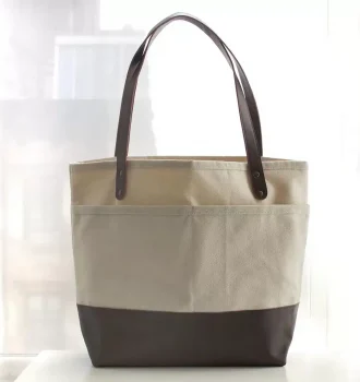 Custom Leather Bottom Totes