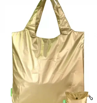 gold nylon shoulder tote
