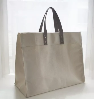 Heavy Canvas Logo Tote - with Vegan Leather Handles